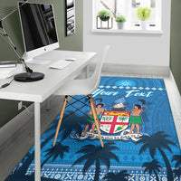 Custom Personalised Bula Fiji Day Area Rug Fijian Tapa with Palm Tree 52nd Anniversary LT13 - Wonder Print Shop