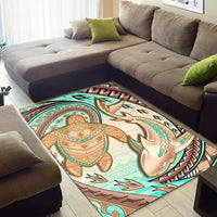 Hawaii Area Rug Polynesian Shark And Sea Turtle Dreamy Turquoise Artsy - Wonder Print Shop