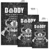 Set of black Viking Dad rugs: Large 5x8, Medium 4x6, Small 3x5 with DADDY print
