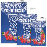 Custom Personalised Guam Chamorro Area Rug Guaman Latte Stone Tropical Flowers Blue Version - Wonder Print Shop