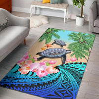 Polynesian Turtle Coconut Tree And Orchids Area Rug - Wonder Print Shop