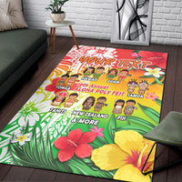 Custom Personalised Aloha Poly Fest Area Rug Polynesian Pattern With Tropical Flowers - Wonder Print Shop