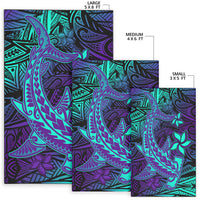 Polynesian Area Rug Purple Paradise Hawaiian Tribal Hammerhead Shark - Wonder Print Shop