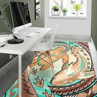 Hawaii Area Rug Polynesian Shark And Sea Turtle Dreamy Turquoise Artsy - Wonder Print Shop