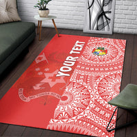 Custom Personalised Tonga Area Rug Tongan Coat Of Arms Ngatu Pattern - Wonder Print Shop