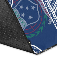 Custom Personalised Samoa Area Rug Samoan Plumeria Flowers Mix Polynesian Pattern - Wonder Print Shop