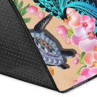 Polynesian Turtle Coconut Tree And Orchids Area Rug - Wonder Print Shop