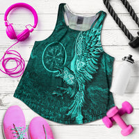Viking Clothing Vegvisir With Raven Viking Compass Women's Racerback Tank Cyan Version RLT12 - Wonder Print Shop