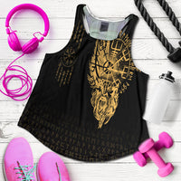Viking Clothing Viking Compass Vegvisir Tattoo Gold Version Women's Racerback Tank RLT12 - Wonder Print Shop
