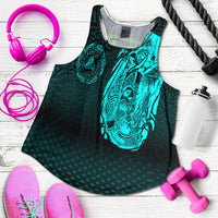 Viking Clothing Viking Odin Raven Tattoo Style Cyan Version Women's Racerback Tank RLT12 - Wonder Print Shop