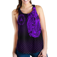 Viking Clothing Viking Odin Raven Tattoo Style Purple Version Women's Racerback Tank RLT12 - Wonder Print Shop