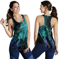 Viking Clothing Viking Odin Tattoo Cyan Version Women's Racerback Tank RLT12 - Wonder Print Shop