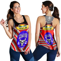 Mate Ma'a Tonga Women Racerback Tank Leimatu'a Bulls Creative Style Red NO.1 LT8 - Wonder Print Shop