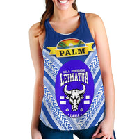Mate Ma'a Tonga Women Racerback Tank Leimatu'a Bulls Creative Style Blue NO.1 LT8 - Wonder Print Shop