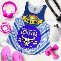 Mate Ma'a Tonga Women Racerback Tank Leimatu'a Bulls Creative Style Blue NO.1 LT8 - Wonder Print Shop