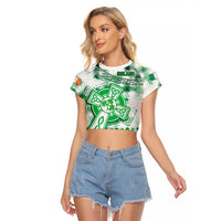 (Custom Personalised And Number) Ireland Cross Cricket Team Cropped T Shirt Celtic Irish Green Pattern Unique - Wonder Print Shop