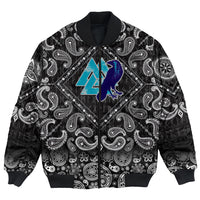 Viking Bomber Jacket Raven Skull and Valknut Symbol with Bandana Paisley Style RLT12 - Wonder Print Shop