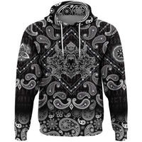 Viking Hoodie Raven With Horns and Soaring Crown with Bandana Paisley Style RLT12 - Wonder Print Shop