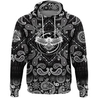 Viking Hoodie Raven With Open Wings Sacred Sign Of Viking with Bandana Paisley Style RLT12 - Wonder Print Shop