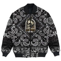 Viking Bomber Jacket Raven and Skull with Bandana Paisley Style RLT12 - Wonder Print Shop