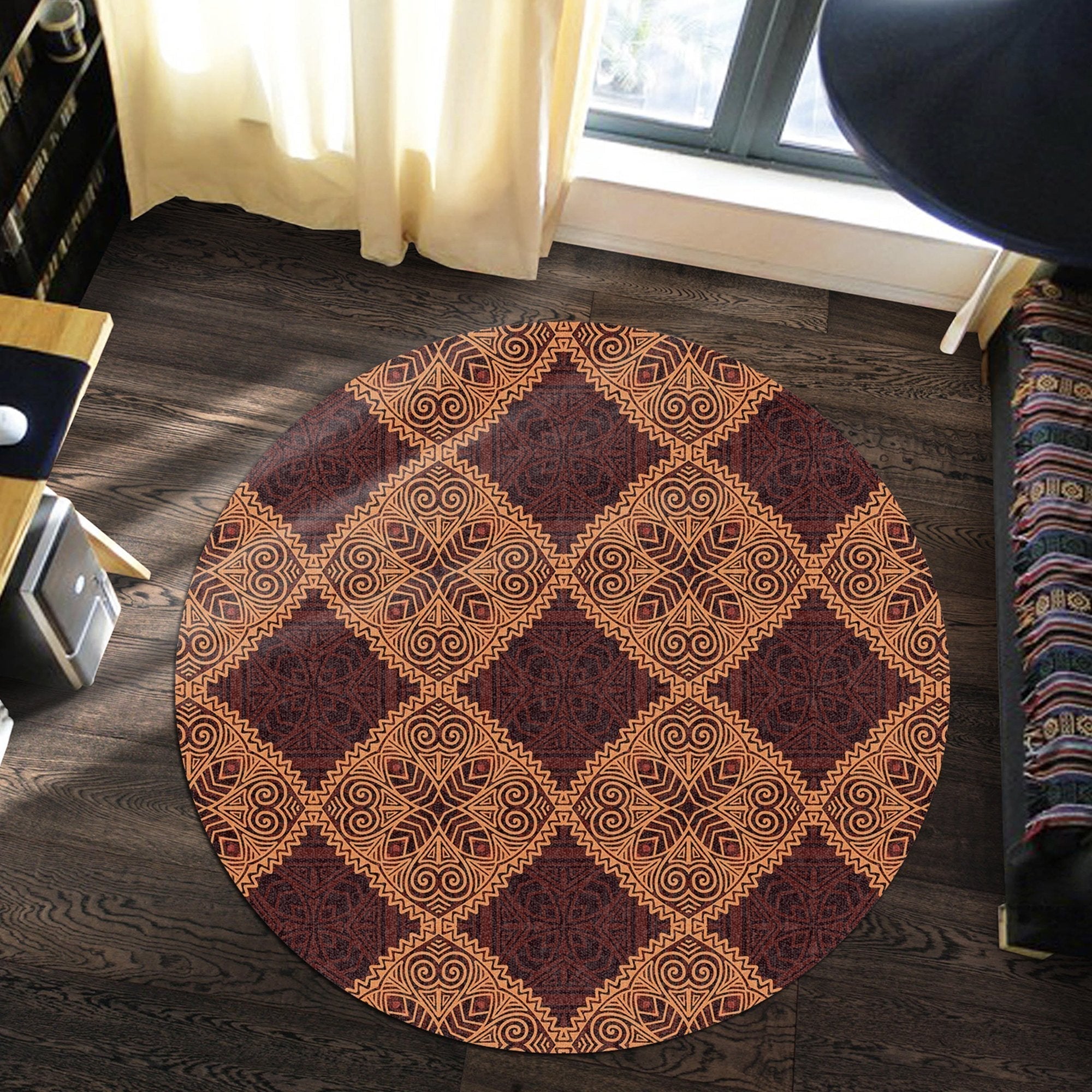 african-carpet-red-brown-kitenge-round-carpet