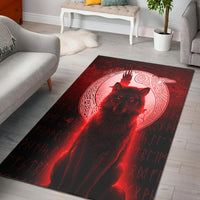 Viking Area Rug Fenrir Viking Wolf Red Version Area Rug RLT12 - Wonder Print Shop