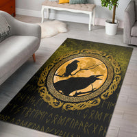 Viking Area Rug Vikings Huginn Muninn Odin Ravens Gold Version Area Rug RLT12 - Wonder Print Shop