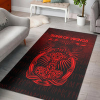 Viking Area Rug Vikings Ravens Mjolnir Red Version Area Rug RLT12 - Wonder Print Shop