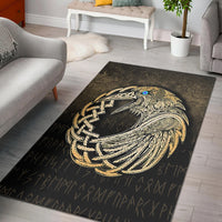 Viking Area Rug Vikings Raven Gold Version Area Rug RLT12 - Wonder Print Shop