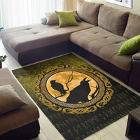 Viking Area Rug Vikings Huginn Muninn Odin Ravens Gold Version Area Rug RLT12 - Wonder Print Shop