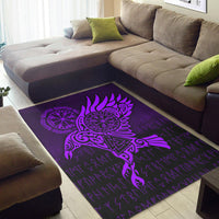 Viking Area Rug Raven Vegvisir Tattoo Purple Version Area Rug RLT12 - Wonder Print Shop