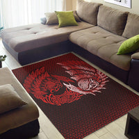 Viking Area Rug Ragnarok Huginn Muninn Red Version Area Rug RLT12 - Wonder Print Shop