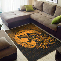 Viking Area Rug Fenrir Viking 3D Tattoo Gold Version Area Rug RLT12 - Wonder Print Shop