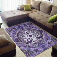 Viking Area Rug Tree Of Life with Triquetra Amethyst and Silver Area Rug RLT12 - Wonder Print Shop