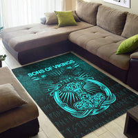 Viking Area Rug Vikings Ravens Mjolnir Cyan Version Area Rug RLT12 - Wonder Print Shop