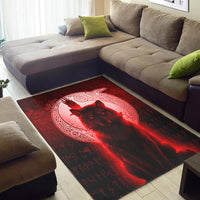 Viking Area Rug Fenrir Viking Wolf Red Version Area Rug RLT12 - Wonder Print Shop