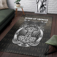 Viking Area Rug Vikings Ravens Mjolnir Area Rug RLT12 - Wonder Print Shop