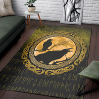 Viking Area Rug Vikings Huginn Muninn Odin Ravens Gold Version Area Rug RLT12 - Wonder Print Shop