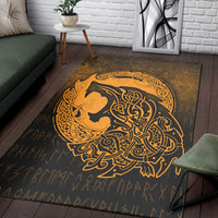 Viking Area Rug Fenrir Viking 3D Tattoo Gold Version Area Rug RLT12 - Wonder Print Shop