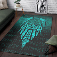 Viking Area Rug Eye of Odin Cyan Version Area Rug RLT12 - Wonder Print Shop