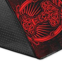 Viking Area Rug Vikings Ravens Mjolnir Red Version Area Rug RLT12 - Wonder Print Shop