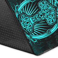 Viking Area Rug Vikings Ravens Mjolnir Cyan Version Area Rug RLT12 - Wonder Print Shop