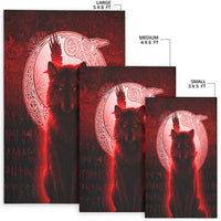 Viking Area Rug Fenrir Viking Wolf Red Version Area Rug RLT12 - Wonder Print Shop