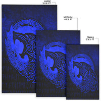 Viking Area Rug Fenrir Viking 3D Tattoo Blue Version Area Rug RLT12 - Wonder Print Shop