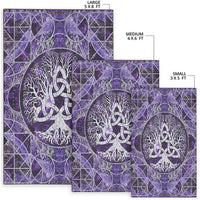 Viking Area Rug Tree Of Life with Triquetra Amethyst and Silver Area Rug RLT12 - Wonder Print Shop