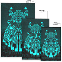 Viking Area Rug Vikings Odin Valhalla Cyan Version Area Rug RLT12 - Wonder Print Shop