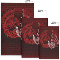 Viking Area Rug Ragnarok Huginn Muninn Red Version Area Rug RLT12 - Wonder Print Shop