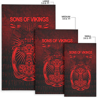 Viking Area Rug Vikings Ravens Mjolnir Red Version Area Rug RLT12 - Wonder Print Shop
