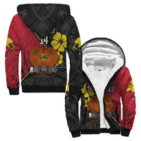 (Custom Text and Number) The Kumuls PNG Sherpa Hoodie Papua New Guinea Polynesian Dynamic Style Black - Wonder Print Shop