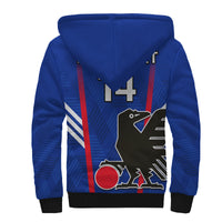 (Custom Text and Number) Japan Football Sherpa Hoodie Samurai Blue World Cup 2022 - Wonder Print Shop